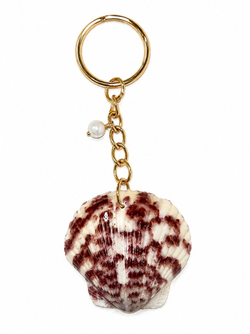 Purple Scallop Shell Keychain – Gold Tone Beach Charm | Handmade Coastal Accesso